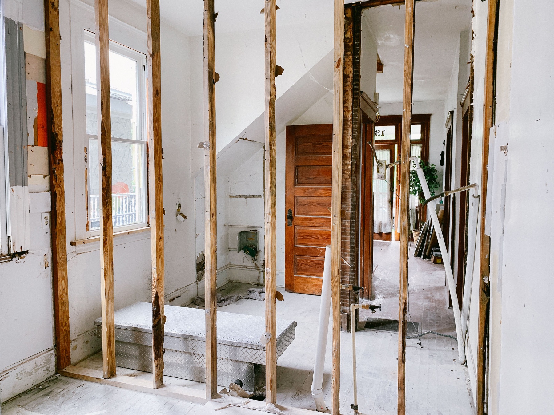 Interior framing and renovation work in progress